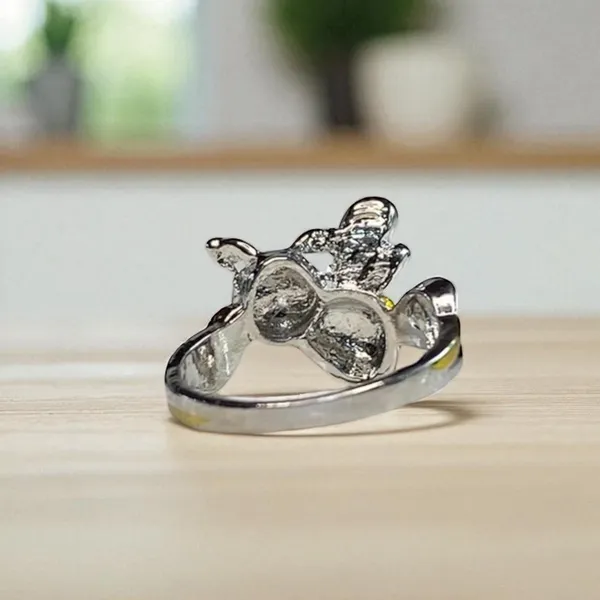 Silver Hidden Message Bee Ring Size 8 - Image 2