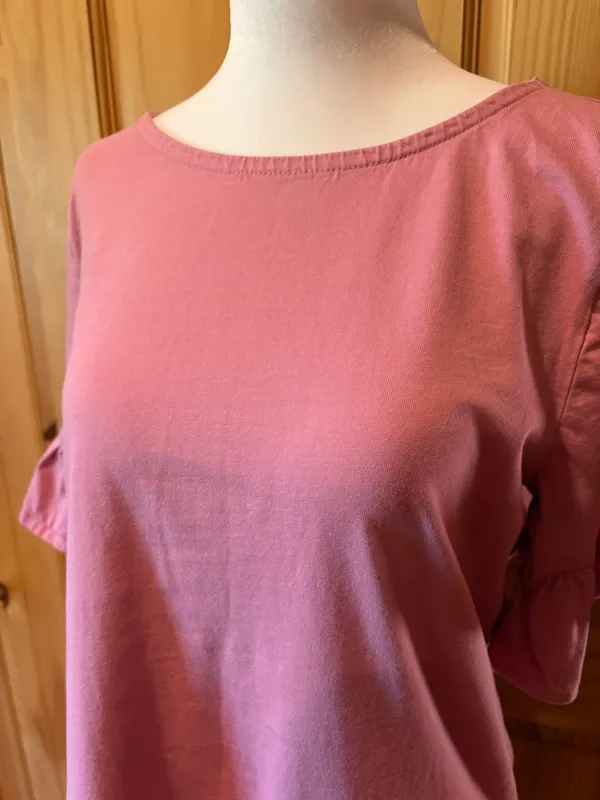 J.Crew Ruffle Sleeve Pink T-Shirt Knee Length Dress women’s M - Image 4