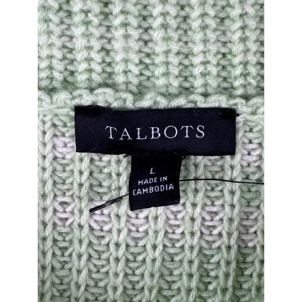 Talbots Mint Green Marl Shaker Knit Quarter Zip Sweater Womens Large Pastel - Image 3
