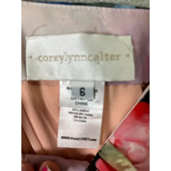 Corey Lynn Calter Watercolor Floral Scenic Midi Dress‎ Artistic Garden Party 6 - Image 5