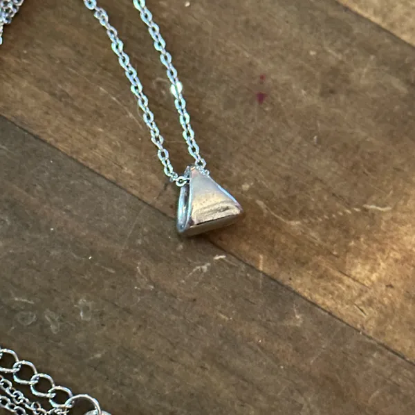 Silver tone pave triangle pendant necklace - Image 2