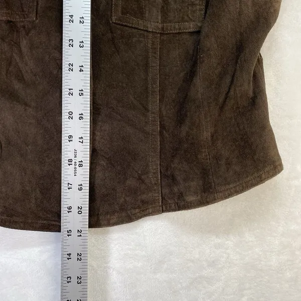 Vakko Vest Womens M Brown Leather Suede Collared snap front Pockets‎ Lined - Image 3