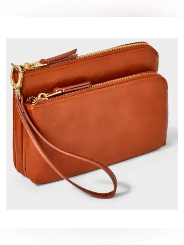 Universal Thread nwt Brown Double-Zip Wristlet Clutch - Image 2