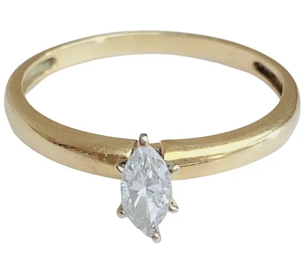 14K 14KT Marquise Cut Diamonique Cubic Zirconia Yellow Gold Ring Sz 8.75 - Image 6