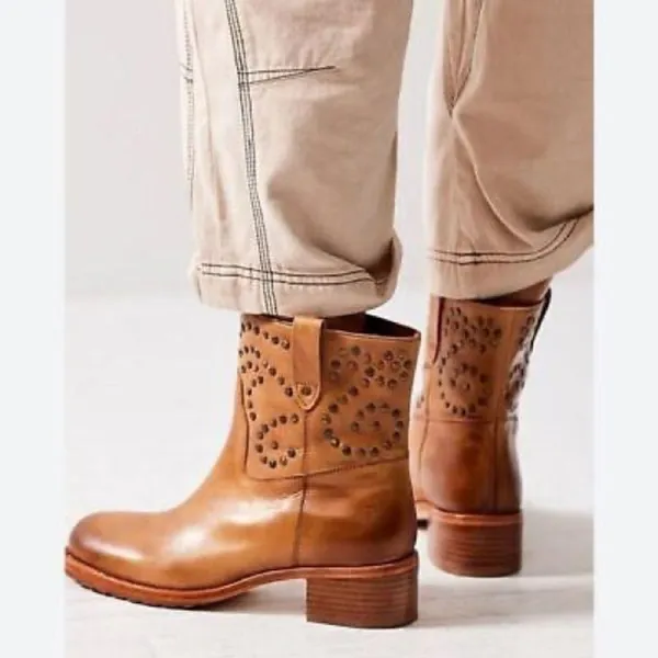 Free People Harmony Studded Ankle Boots in Biscuit 8.5 - Image 8