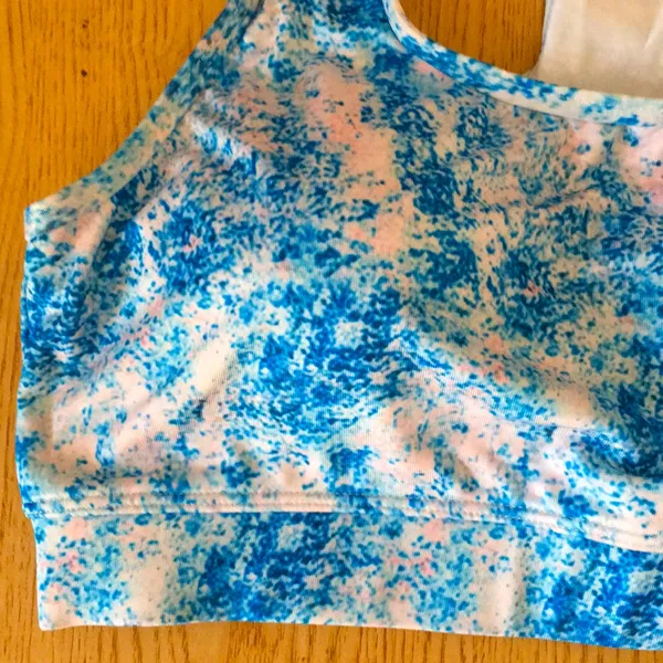 New Blue Galaxy Sports Bra with Removable Padding Blue White Size Large - Image 4