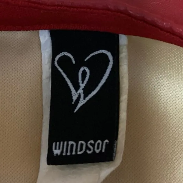 Windsor Red Faux Leather Ruched Pencil Straight Mini Asymmetrical Wrap Skirt L - Image 4