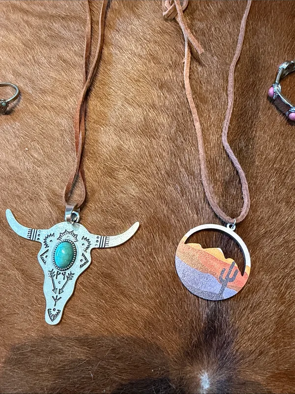 Southwestern Boho Jewelry Set: Turquoise Necklaces, Cactus Rings,coral bracelet - Image 5