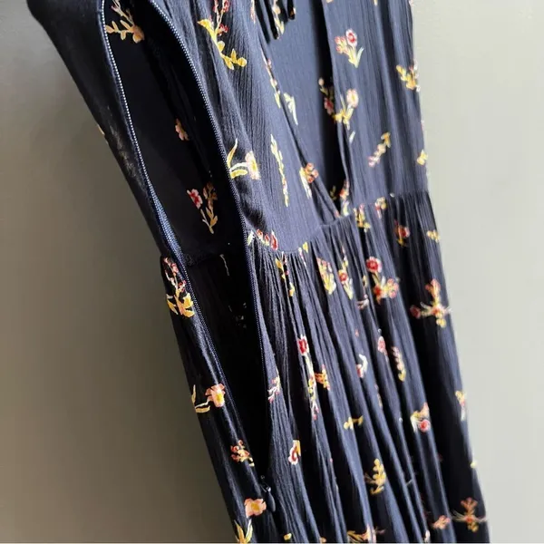 Roxy Rush Minute Short Sleeve Midi Dress Navy Floral Size Small - Image 8