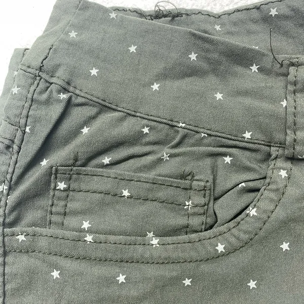 Made in Italy‎ Star Print Pants Womens XL Olive Green Straight Leg Stretch 23 - Image 12