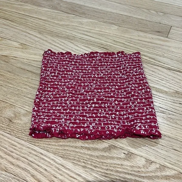 Brandy Melville John Galt Smocked Tube Top Red White OS - Image 2