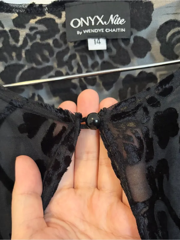 Onyx Nite Vintage Black Velvet Burnout Cardigan Shrug Bolero One Button Whimsigoth Witchy - Image 4