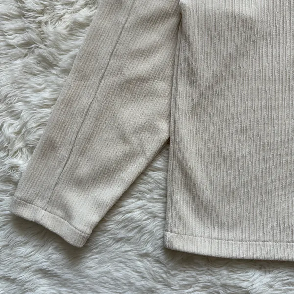 Madewell Top Striped Jacquard Funnelneck Long Sleeve Cream XS - Image 8