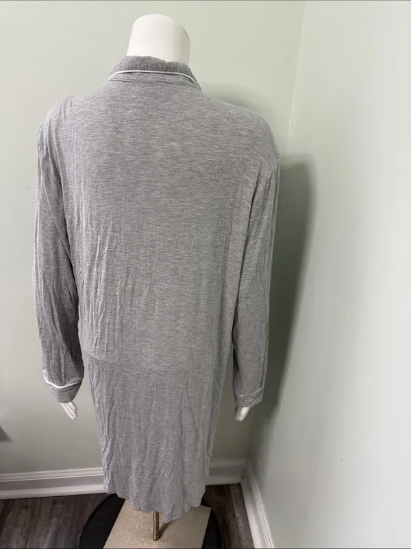 Quince Gray Bamboo Jersey Pajama Sleep Shirt with White Trim Size Medium - Image 8