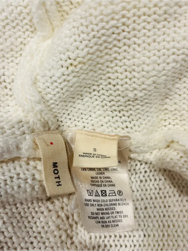 Anthropologie Moth long line cocoon open weave hooded cotton linen blend sweater - Image 7