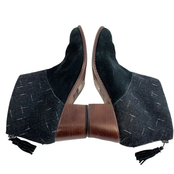 TOMS Gray Ankle Heels Boots Sz 9 Zip‎ Back Tassel Women's - Image 7