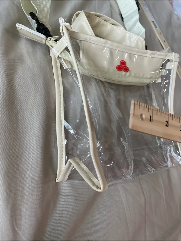 Cream Clear Stadium Crossbody Bag with Top Handle State Farm logo NWOT - Image 3