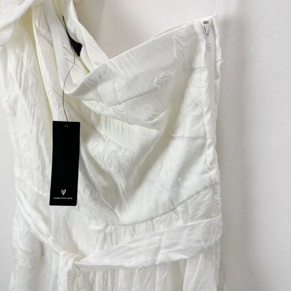 Lulus Sweet Definition White Burnout Ruffled One-Shoulder Midi Dress Large NWT - Image 12