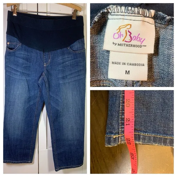Oh Baby Motherhood‎ Maternity Denim Crop Jeans Medium Basic Everyday Minimalist - Image 2