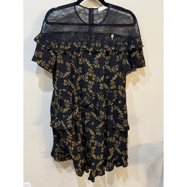 Sandro Alderic mini dress Black Lace Size 40 US 8 Whimsy Goth Ruffle Layer - Image 3