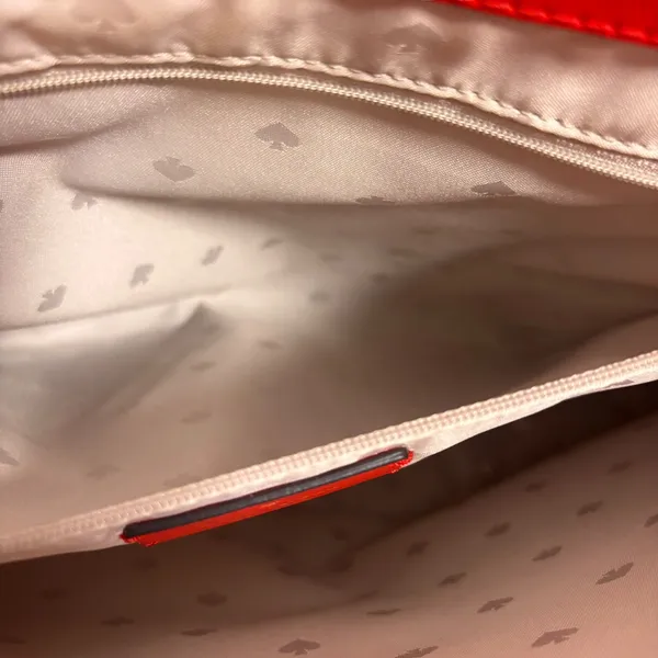Kate Spade New York Red Orange Saffiano Leather Tote Bag Shoulder Purse Gold - Image 12