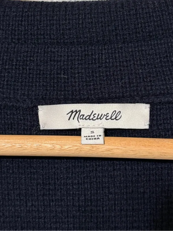 Madewell Navy Blazer Sweater Cardigan Jacket Size Small Oversized Merino Wool - Image 3
