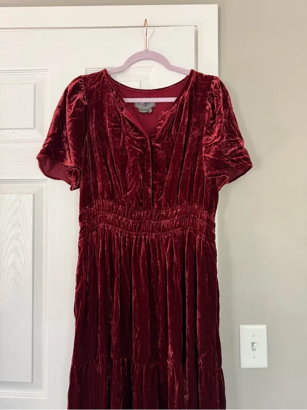 Anthropologie Velvet Somerset Burgundy Maxi Dress Autumn Fall - Image 2