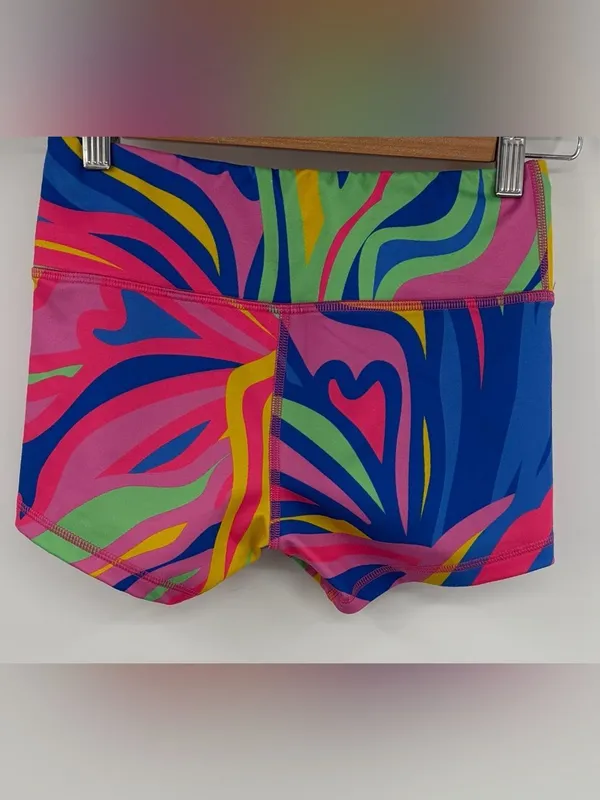 Fleo neon swirl pattern athletic short women’s XS CrossFit weightlifting - Image 4