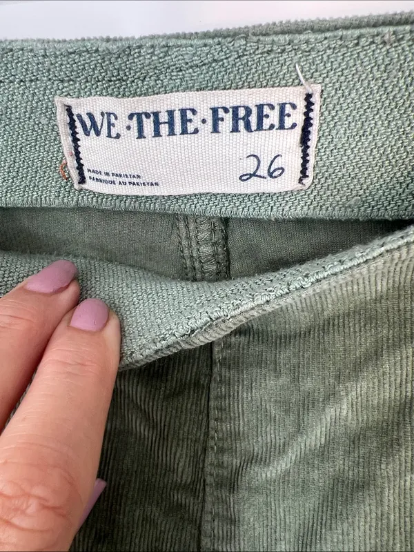 We the free  Green Corduroy flat front Pants - Image 5