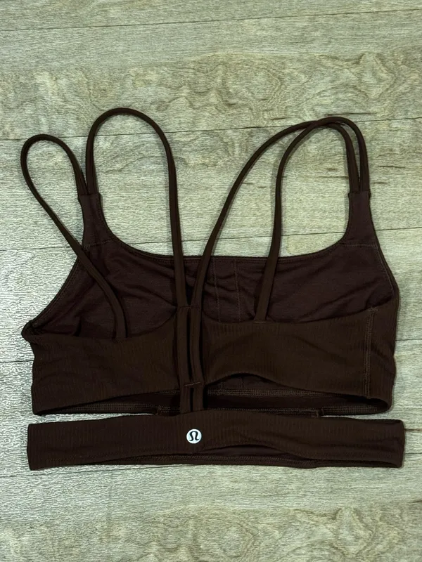 Lululemon Ribbed Nulu Strappy Yoga Bra *Light Support, A/B Cup Java Size 6 - Image 4
