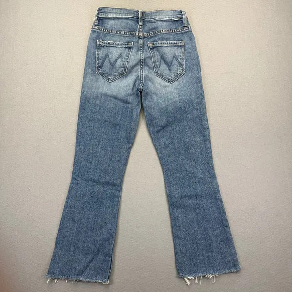 MOTHER The Hustler Ankle Fray Jeans Blue High Rise Bootcut Flare Size 23 - Image 2
