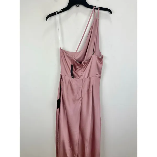 Lulus Signature Elegance Rose Satin One Shoulder Maxi Dress Formal Large NWT - Image 7