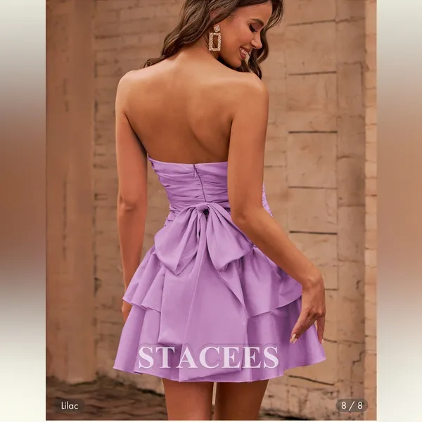 A-line Strapless Cutout Ruffle Taffeta Homecoming Dress with Pleats - Image 2