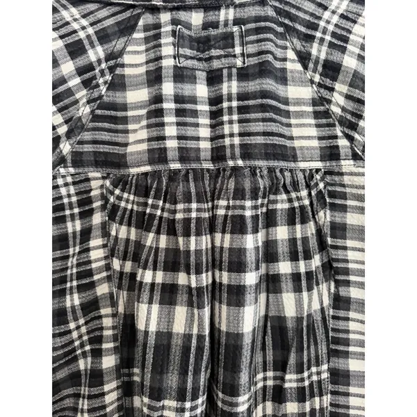 Free People We The‎ Free Indigo Skies White/Black Plaid Shirt Women's Size Small - Image 11