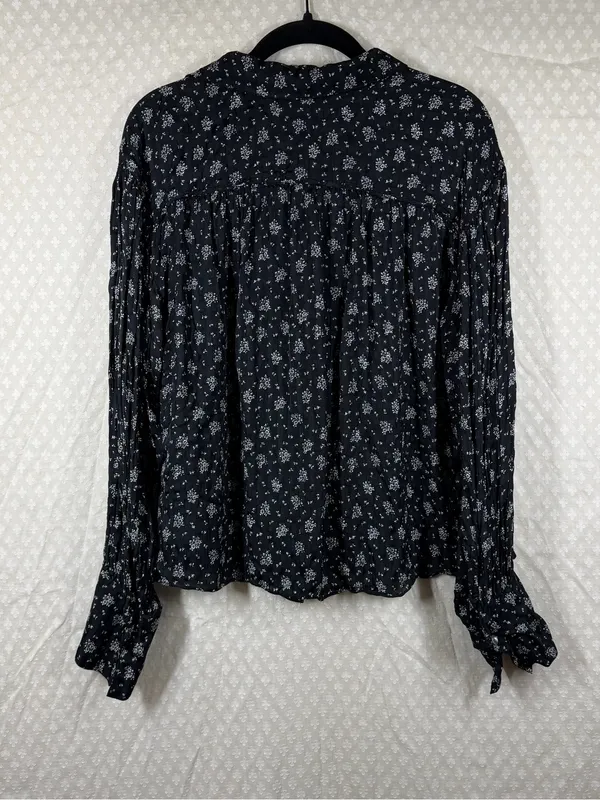 Madewell Black White Floral Button Up‎ Long Sleeve Top - Image 7