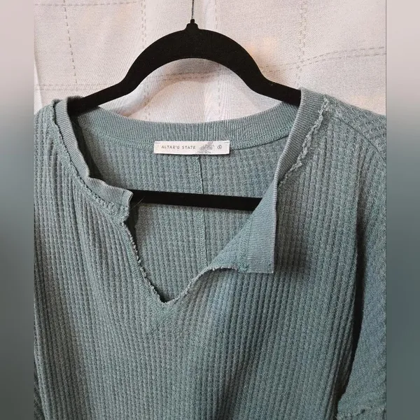 Altard State Waffle Knit Top in Blue/Green - Image 4