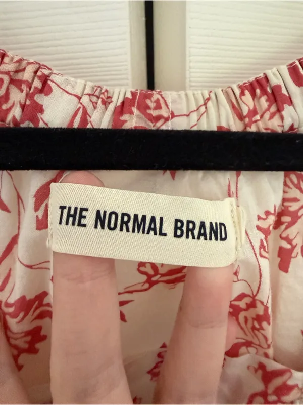 The Normal Brand Isla Maxi Dress Pink and White Print Boho Long Dress Medium - Image 5