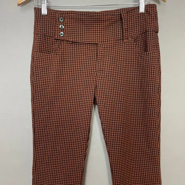 Urban Outfitters Pants‎ Gingham Plaid Black Brown Flared Leg Size 2 Preppy Retro - Image 6