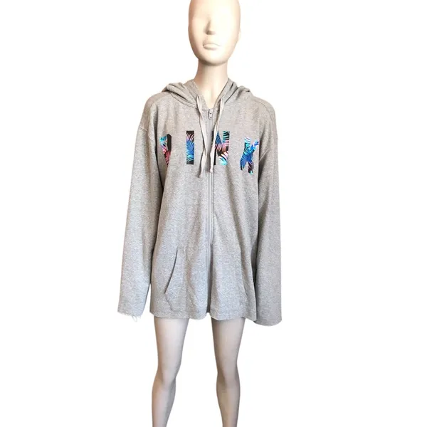 Pink Victoria’s Secret Gray Tropical Zip Up Jacket - Image 2