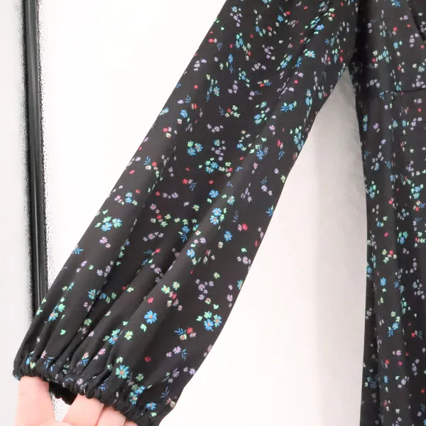 AFRM Revolve Portia Floral Midi Dress‎ Womens Size M Black Noir Neon Ditsy - Image 2