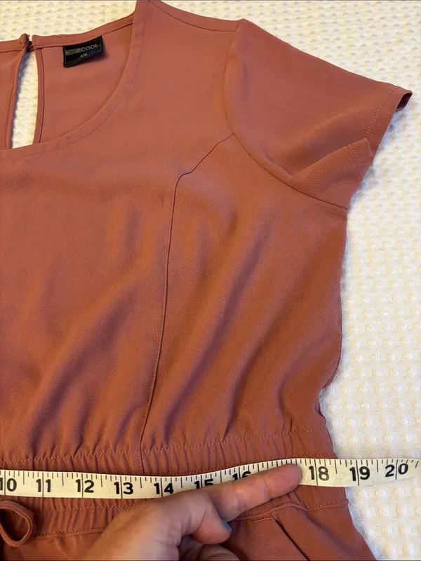 32 Degrees Cool Large Elastic Waist Shirt Dress Mauve Pink Scoop Neck Pockets - Image 11