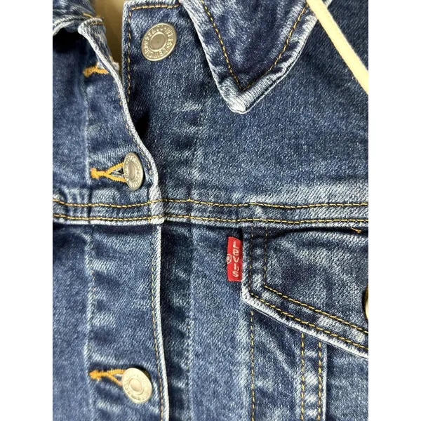 Levi's Hybrid Original Denim Sweatshirt Hoodie Trucker Jacket Medium Blue Gray - Image 6