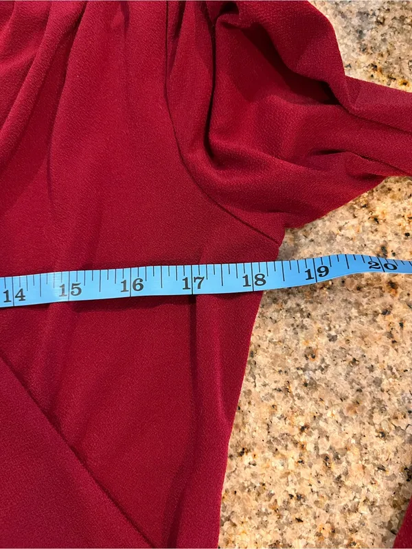 Ann Taylor Burgundy Faux Wrap Lace Shoulder Top – Medium – EUC - Image 8