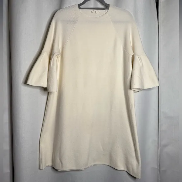 Anthropologie Moth Chester Cream White Sweater Tunic Dress Large - Image 3