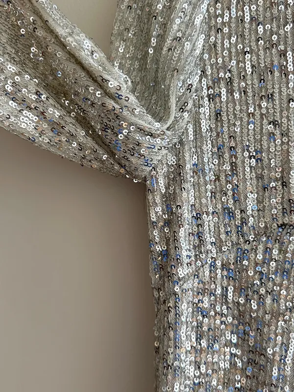 Eliza J Silver Long Sleeve Sequin Mini Dress, Party Cocktail Holiday, Size 4 - Image 7