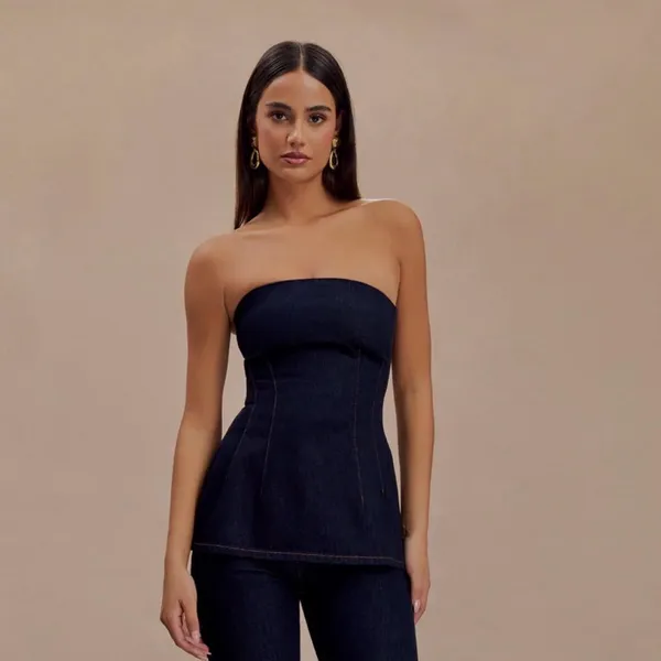 Meshki Denim Bandeau Top - Image 3