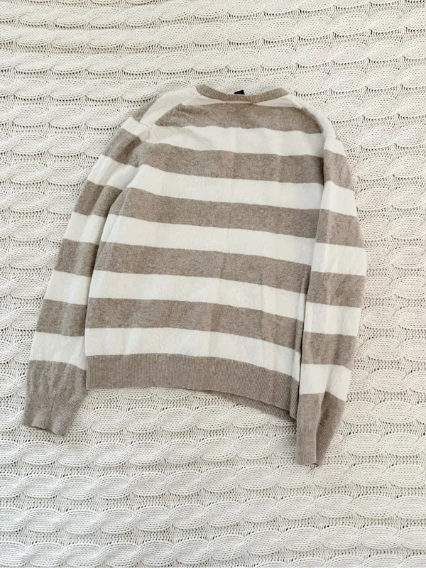 Banana Republic Striped wool blend Crewneck Sweater in Taupe and Cream - Image 3