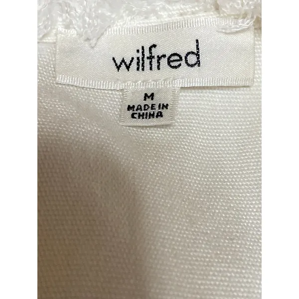Aritzia Wilfred Women's White Drop Shoulder Fringe Cropped Blouse Top Size M - Image 5