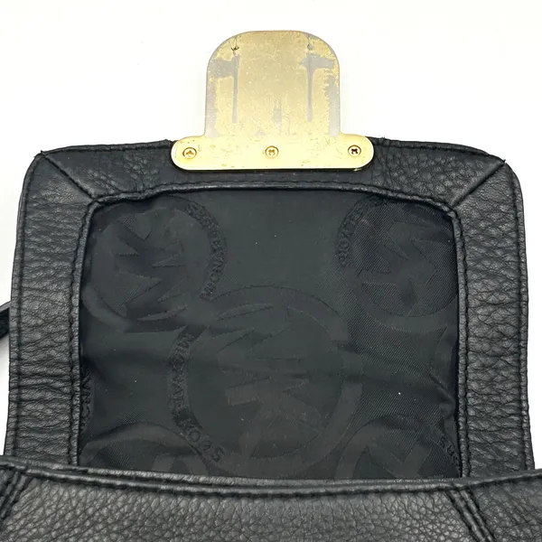 Michael Kors‎ Black Leather Crossbody Bag Womens Small Gold Hardware Y2K Chic - Image 8