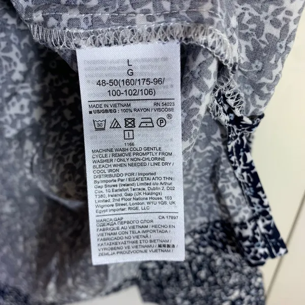 GAP Womens Navy Blue Floral V-Neck Long Sleeve Rayon Blouse Top L Flowy - Image 4